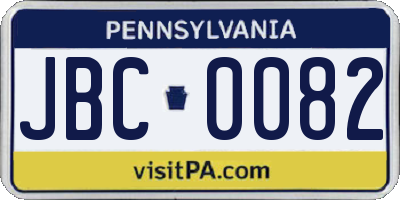 PA license plate JBC0082