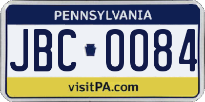 PA license plate JBC0084