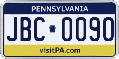 PA license plate JBC0090