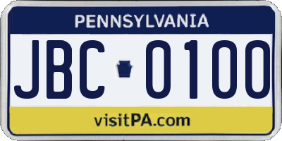 PA license plate JBC0100