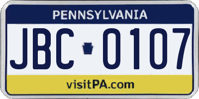 PA license plate JBC0107