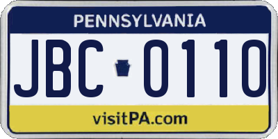 PA license plate JBC0110