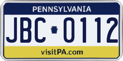 PA license plate JBC0112