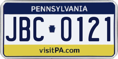 PA license plate JBC0121