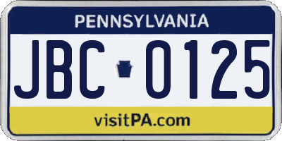 PA license plate JBC0125