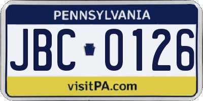 PA license plate JBC0126