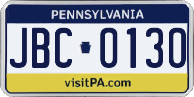 PA license plate JBC0130