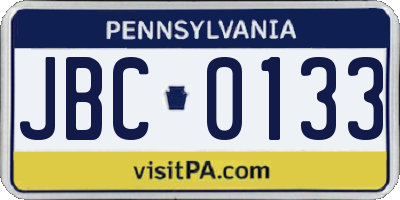 PA license plate JBC0133