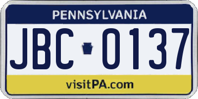 PA license plate JBC0137