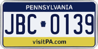 PA license plate JBC0139