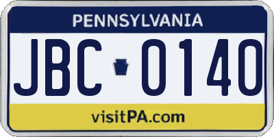 PA license plate JBC0140