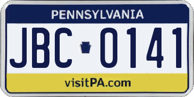 PA license plate JBC0141