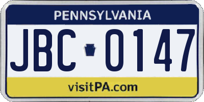 PA license plate JBC0147