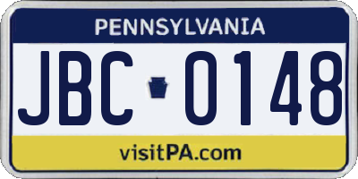 PA license plate JBC0148