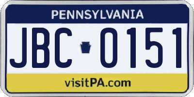 PA license plate JBC0151