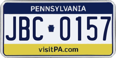 PA license plate JBC0157