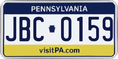 PA license plate JBC0159