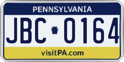 PA license plate JBC0164