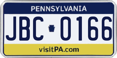 PA license plate JBC0166