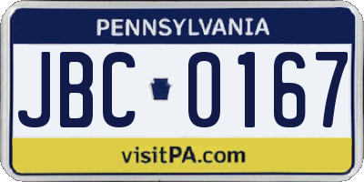 PA license plate JBC0167