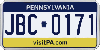 PA license plate JBC0171