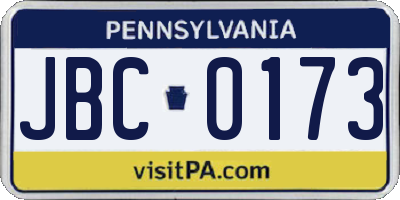 PA license plate JBC0173