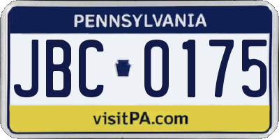 PA license plate JBC0175