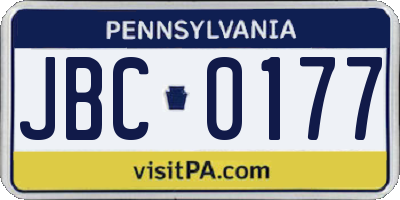 PA license plate JBC0177