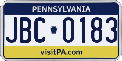 PA license plate JBC0183