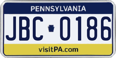 PA license plate JBC0186