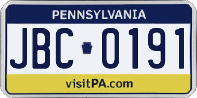 PA license plate JBC0191