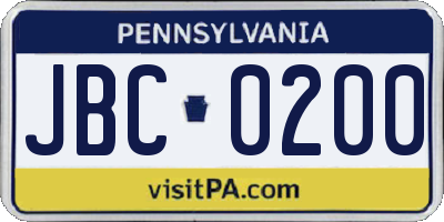 PA license plate JBC0200