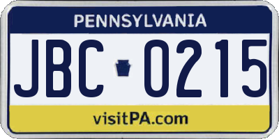 PA license plate JBC0215