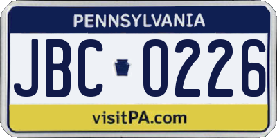 PA license plate JBC0226