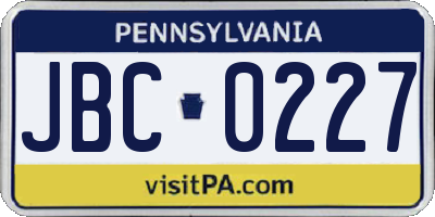 PA license plate JBC0227