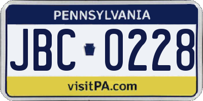 PA license plate JBC0228