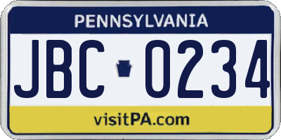 PA license plate JBC0234