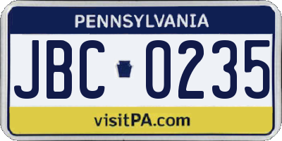 PA license plate JBC0235