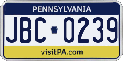 PA license plate JBC0239
