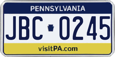 PA license plate JBC0245