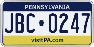 PA license plate JBC0247