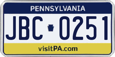 PA license plate JBC0251