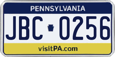 PA license plate JBC0256