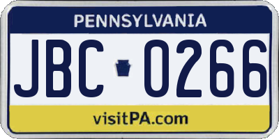 PA license plate JBC0266