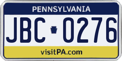 PA license plate JBC0276