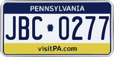 PA license plate JBC0277