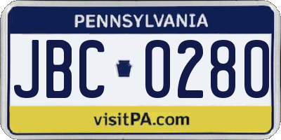 PA license plate JBC0280