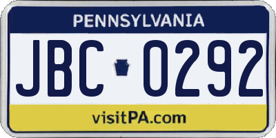 PA license plate JBC0292