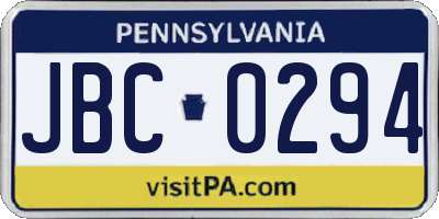 PA license plate JBC0294