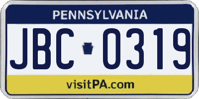 PA license plate JBC0319